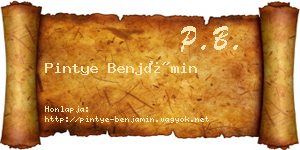 Pintye Benjámin névjegykártya